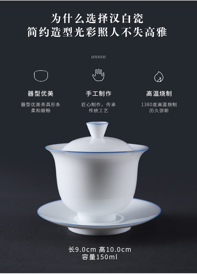 Sweet white hole hidden floor tureen them only three bowl of thin body ceramic cups kung fu tea mercifully large bowl