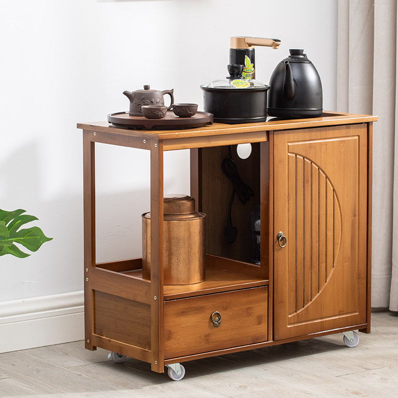 Mobile sofa coffee table living room side corner table solid wood small table small tea table coffee table side cabinet tea table storage cabinet
