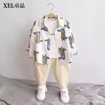 Children's shirt boys long sleeve baby shirt 2020 new spring dress children cotton linen white shirt breathable foreign pie