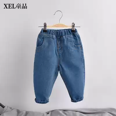 Boys' jeans autumn winter clothes 2019 new foreign school baby thin pants children spring and autumn trousers