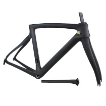 All black unlabeled carbon fiber road frame bicycle frame T1000 single frame quick release rim brake