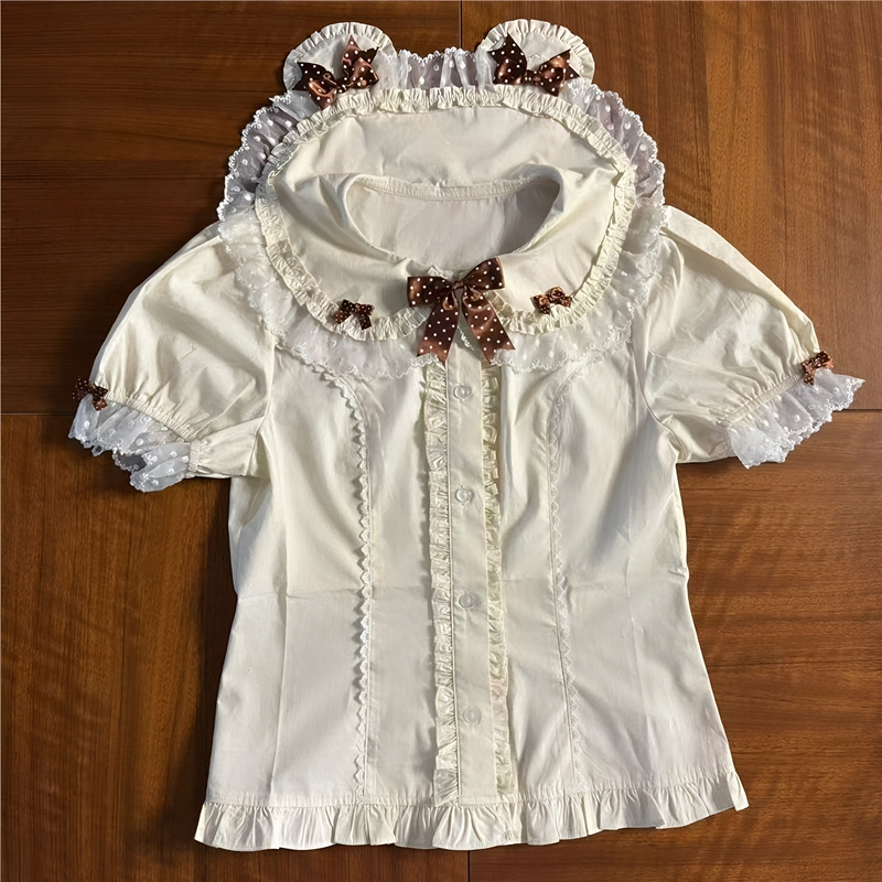 Little Bear Bubble Doll Collar Inner Shirt Lolita Versatile Style Little Bear Bubble Doll Collar Inner Shirt Lolita Versatile Style