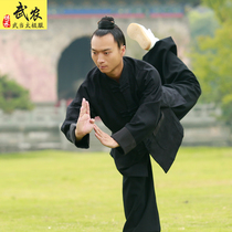 Wunong Wudang autumn and winter Taiji suit stand collar straight sleeve thick linen thickened morning exercise martial arts suit male Taijiquan suit
