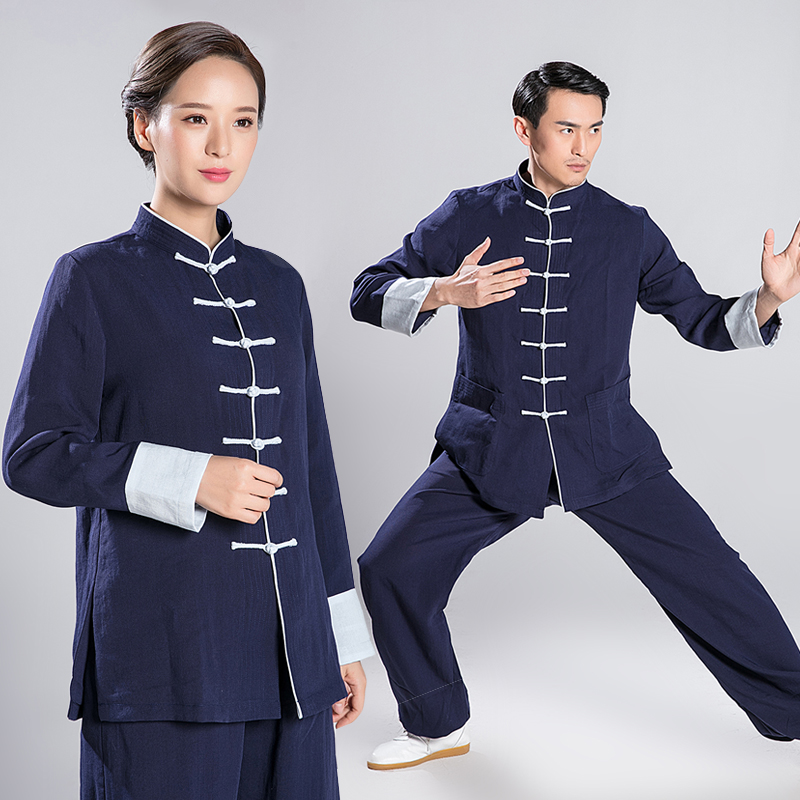 2022 Spring Summer Long Sleeve Tai Chi Clothing Women Linen Martial Arts Boxer Conserved Chinese Wind Morning Practice Suit Suit