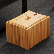 Bamboo tea bucket Household solid wood drainage bucket Tea bucket Filter tea residue bucket Storage waste water bucket Small Kung Fu tea accessories