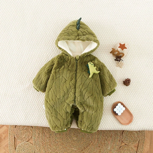 Детский зимний динозавр для выхода на улицу для новорожденных, утепленный пуховик подходит для мужчин и женщин, боди для девочек, куртка