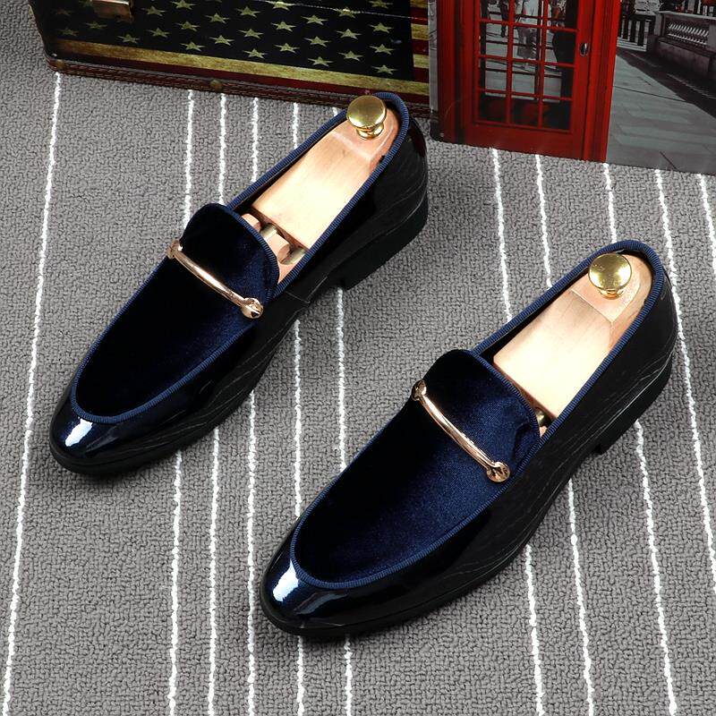 Lacquer Leather Bean shoes Men's Spring and Autumn Inn Wind Men's casual shoes Trendy Genuine Leather Interior Heightening Business Small Leather Shoes