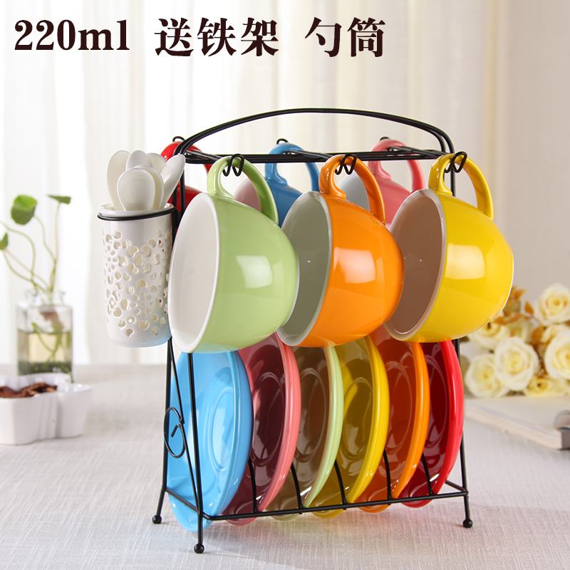 Naughty Xuan Eurostyle Creative Ceramics Large Capacity Raffin Coffee Cup Disc Suit Capuccino Water Glass Shelf Spoon Custom