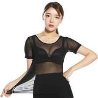 Черная [перспективная сетка] топ с коротким рукавом