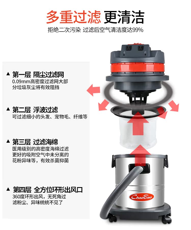 may hut bui dien may xanh Máy hút bụi công suất cao xưởng xưởng công nghiệp bụi khô và ướt sử dụng kép 3000w cường độ lớn 2000w trang trí máy hút bụi điện máy chợ lớn