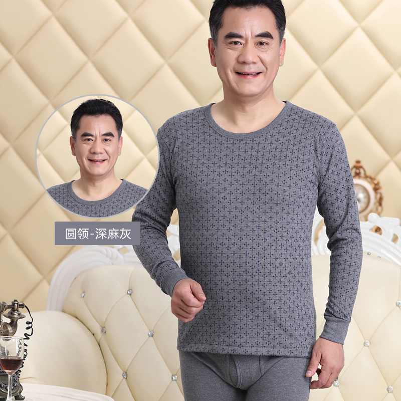 Trung niên và tuổi cha mùa thu quần quần áo mùa thu thiết cotton cổ áo bán cao mens đồ lót ấm cỡ lớn áo len đáy bông.