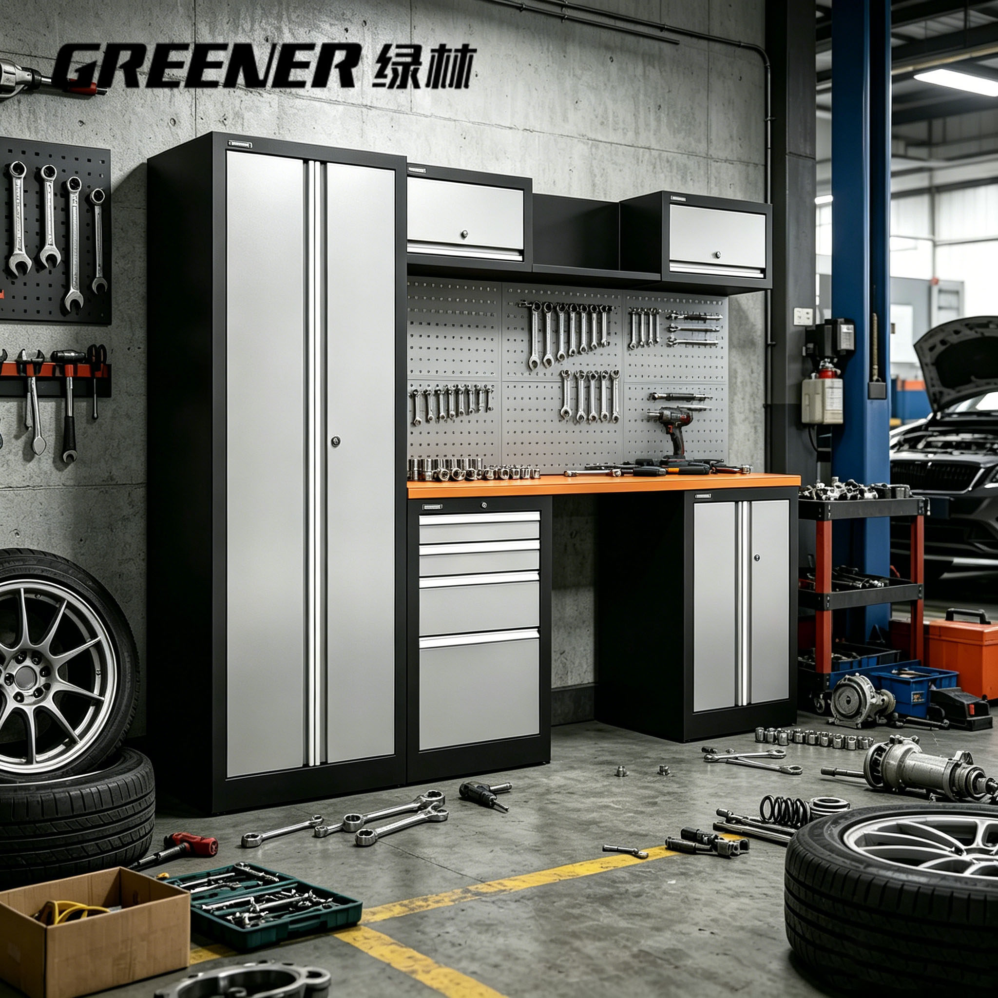 Мастерская Lvlin repair workbench с многофункциональной тележкой для инструментов с автозапчастями и комбинированным шкафом из утолщенного железа
