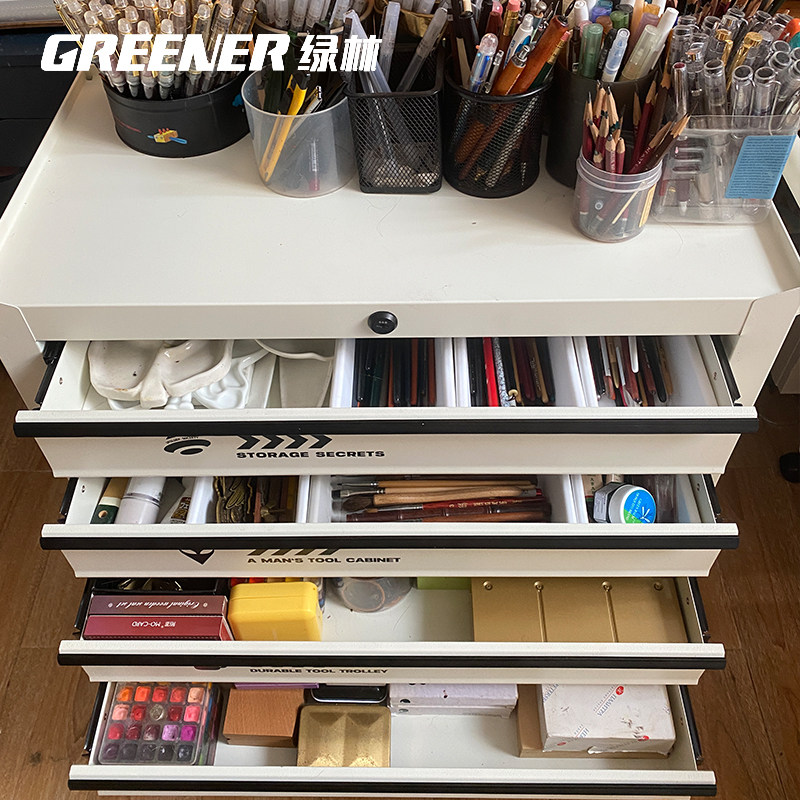 Greener Storage Cart Art Supplies Tool Storage Cabinet Drawer-Type Multi-Layer Mobile Trolley Storage Cabinet Storage Rack
