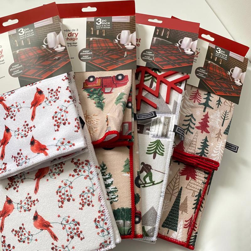 New outlet H Home Christmas Printed Drain Mat Snowflake Snowman Elk Kitchen Countertops Absorbent mat Festive Decorations-Taobao