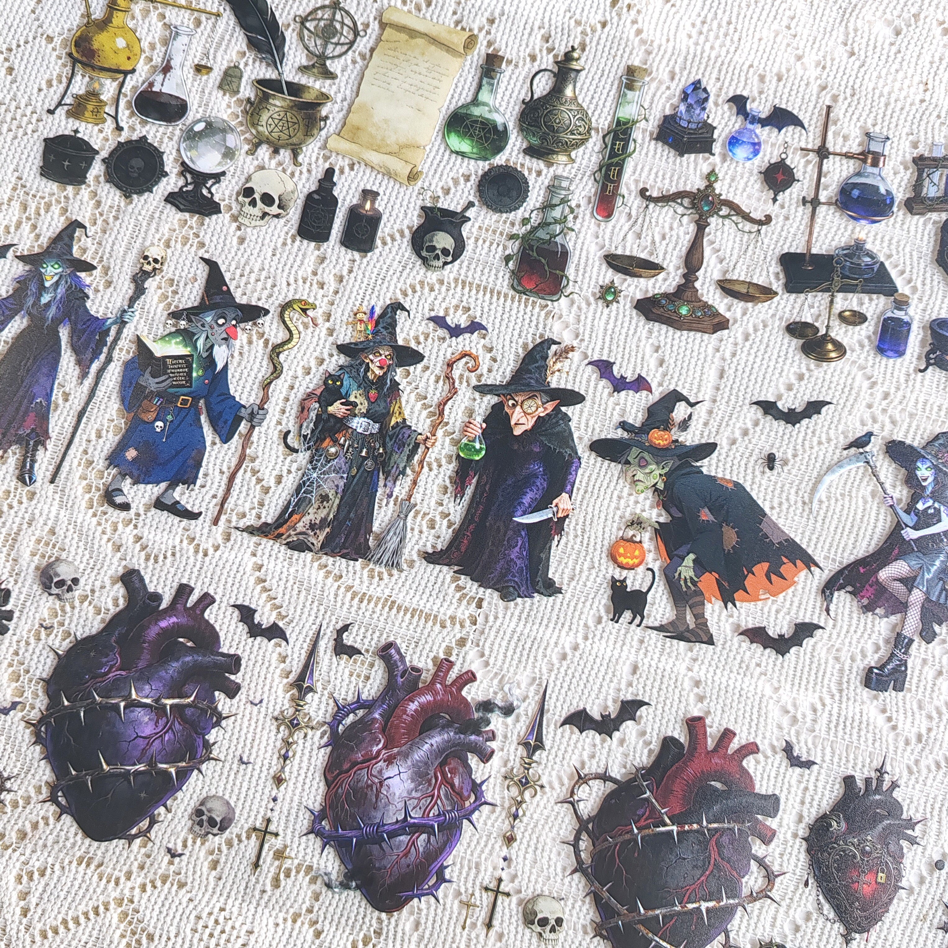 DIY Gothic Witch Heart Potion Shop Dark Gothic Scene Collage Decoration Guka Journal Tape Material Stickers