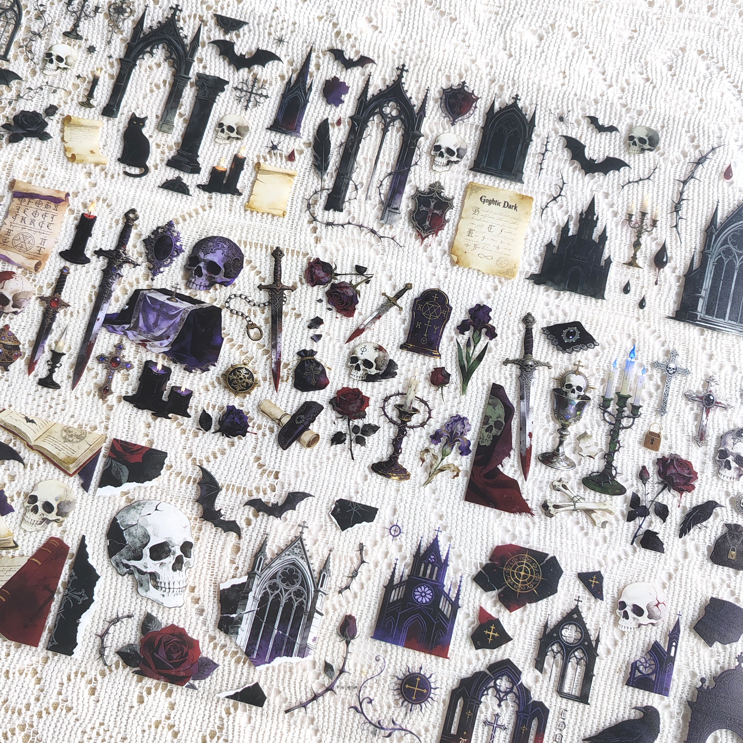 DIY Dark Gothic Style Small Items, Washi Tape Collage Decorations, Guka Dark Gothic Small Items Decoration Materials