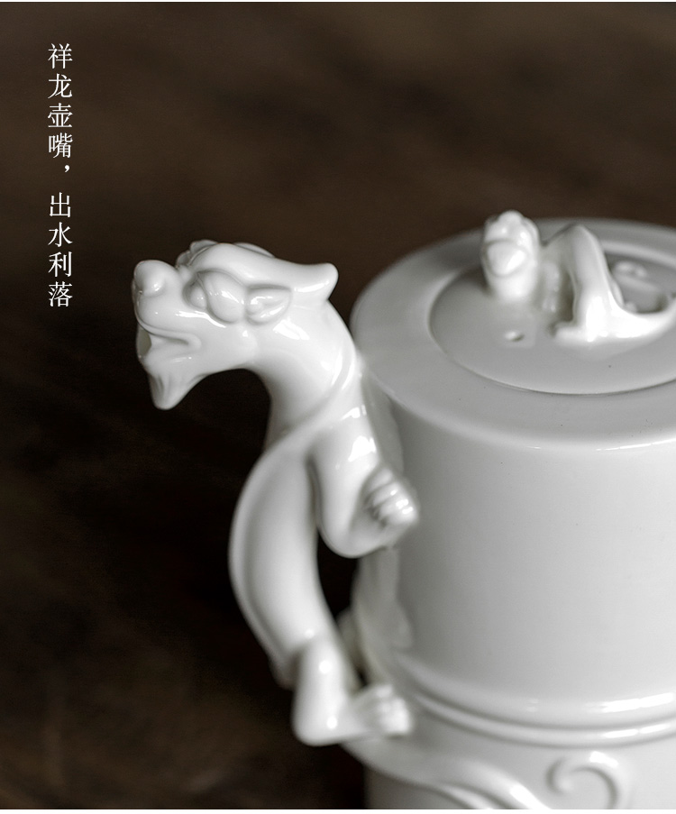 The masters of jun ware Lin Rongxian dehua white porcelain teapot longnu pot of large teapot hip ceramic pot