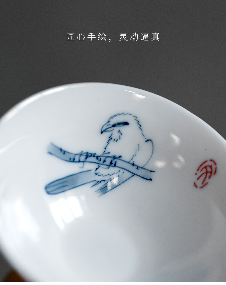 Jun ware hand - made ceramic sparrowhawks hat cup kung fu tea set home master cup single CPU thin foetus tea cups