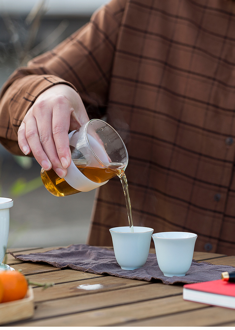 Jun ware celadon crack cup travel tea set suit portable package small set of contracted a pot of two cups of a body to receive