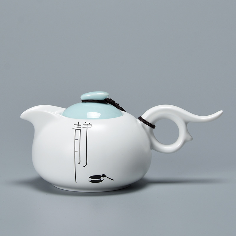 Jun ware fat white matt kung fu tea pot small up porcelain teapot frosted glass ceramic tea set zen mantra pot