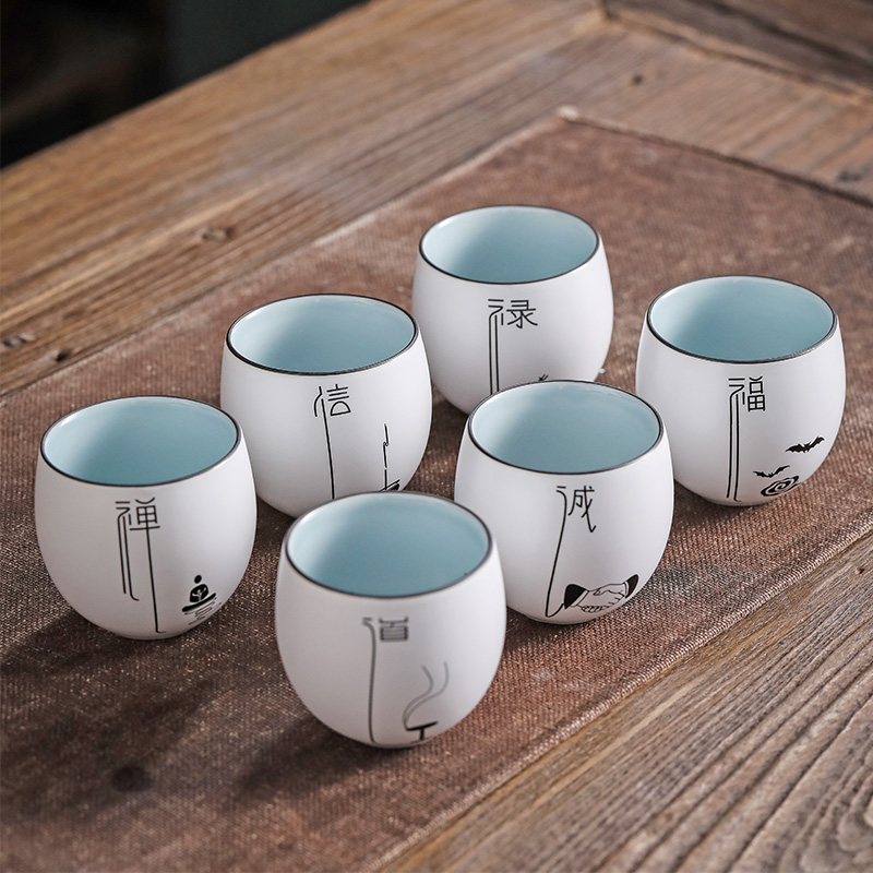 Jun ware home suits for large teapot contracted ceramic teapot teacup Chinese tea set a pot of six cups of gift boxes
