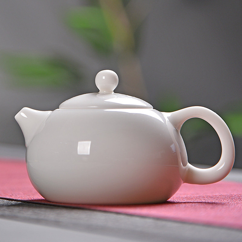 Jun ware ceramic lard white jade porcelain teapot kung fu tea set dehua white porcelain household tea, small xi shi pot single pot