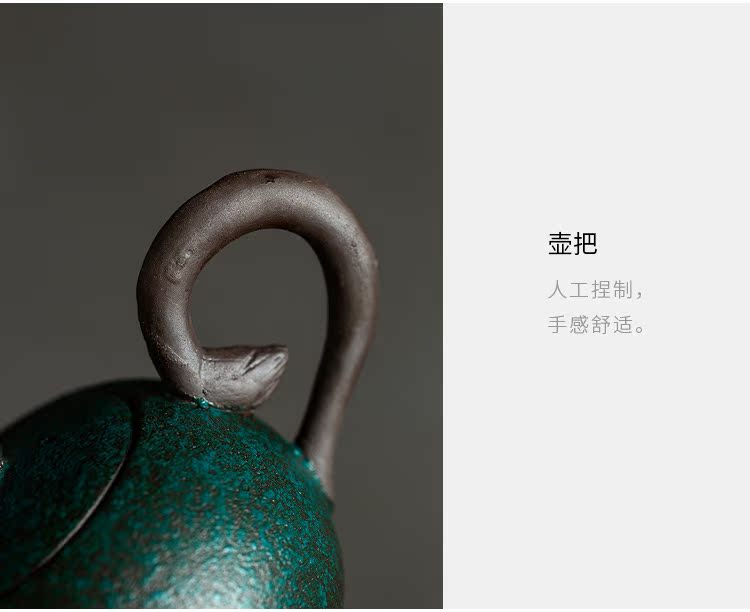 Jun ware to restore ancient ways small coarse pottery teapot up moss, kung fu tea teapot Japanese contracted household ceramics single pot