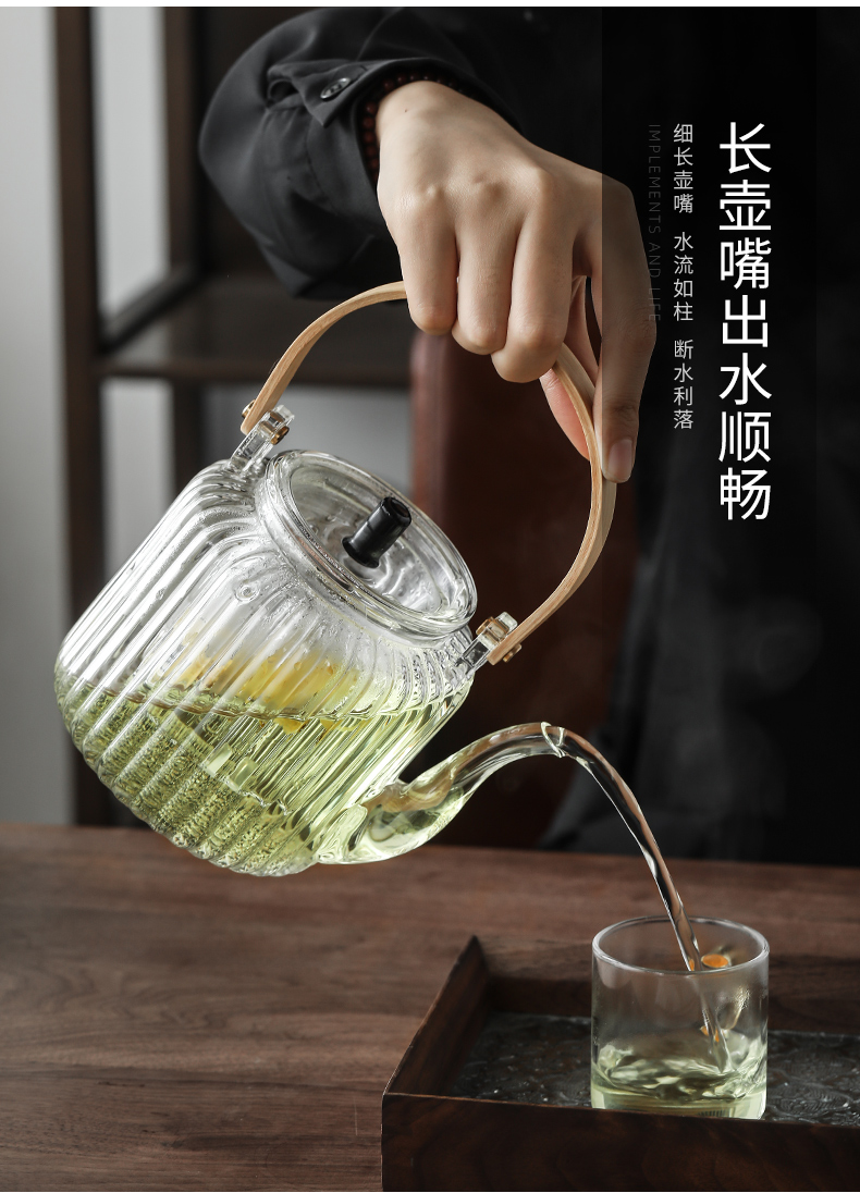 The teapot heat - resistant glass teapot The gentleman, The electric TaoLu cooking pot flower pot pot of tea kettle boil tea steamer