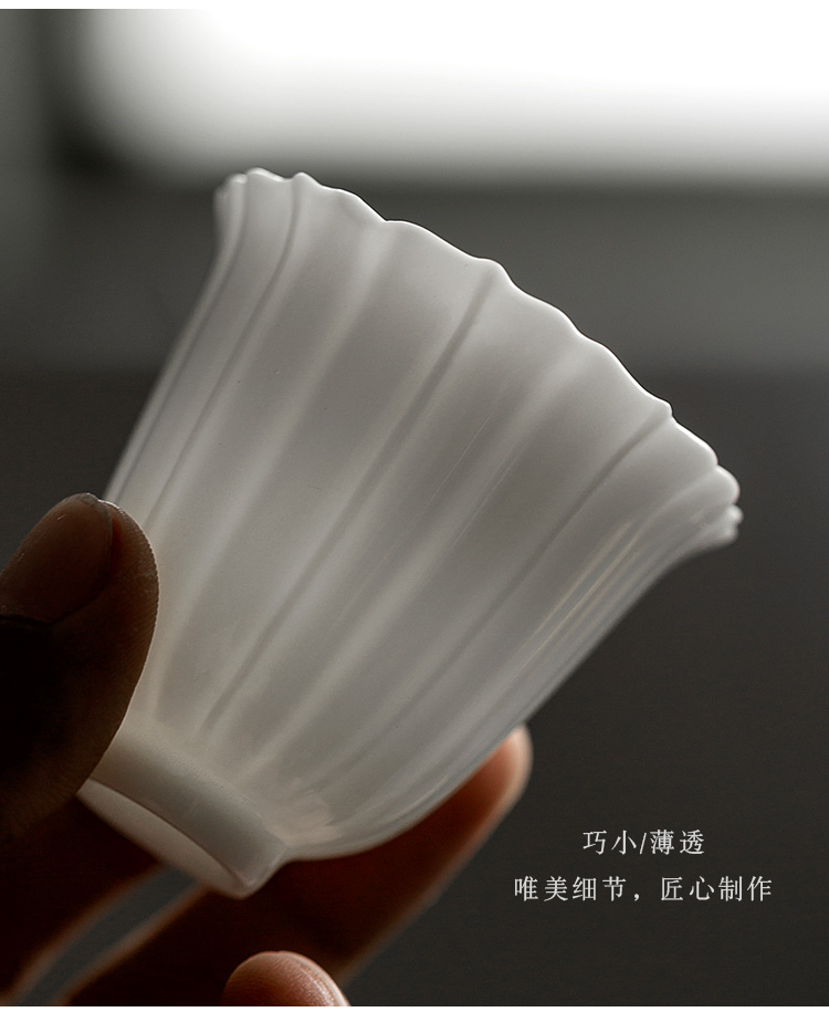 Jun ware dehua white porcelain cups kung fu tea cups a single sample tea cup ceramic tea cup single CPU petals CPU master