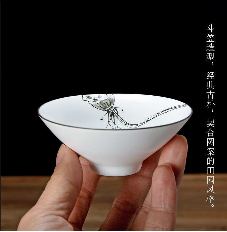 Jun ware hand - made lotus hat to kung fu tea cup ceramics Japanese household masters cup single CPU inferior smooth tea cups