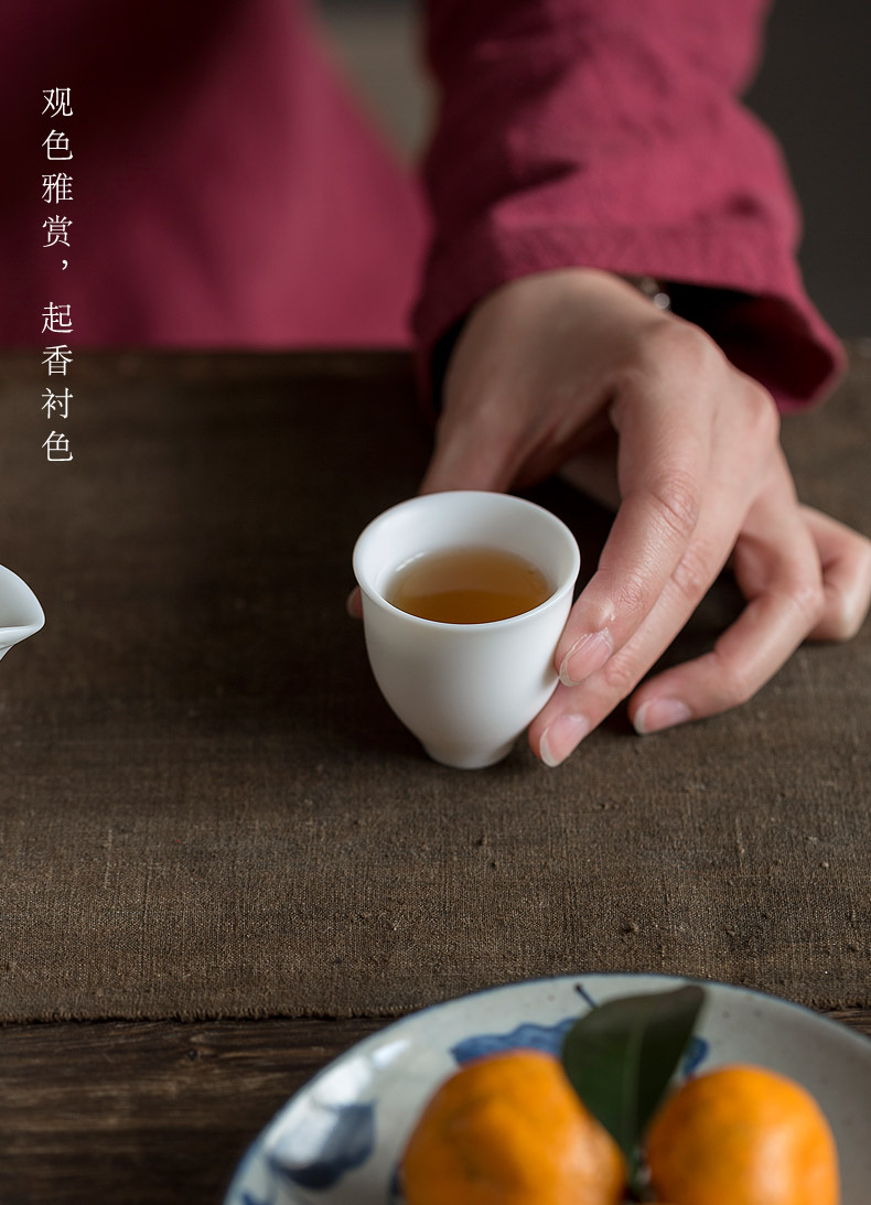 Jun ware dehua white porcelain crack cup set a pot of a Japanese mini hand grasp single portable travel pot of tea