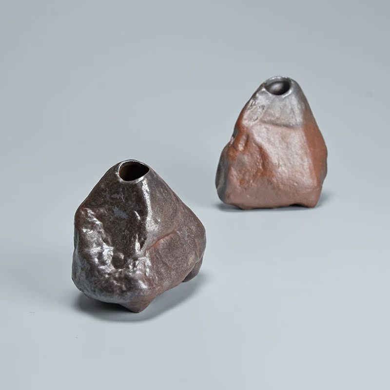 Jun ware imitation wood retro ceramic vases, creative home furnishing articles coarse TaoHua mesa imitation stone hydroponic flower