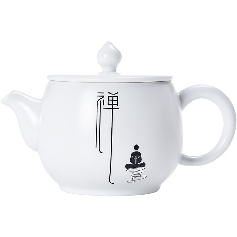 Jun ware fat white kung fu teapot ceramic household contracted zen trumpet matte enrolled white porcelain tea set single pot of restoring ancient ways