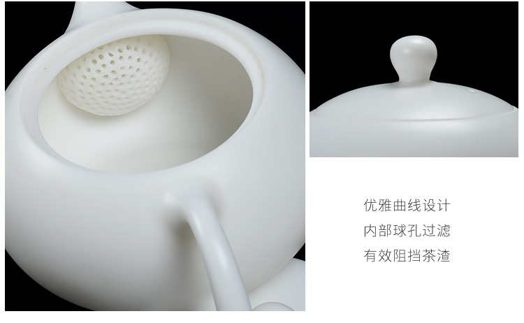 Jun ware unglazed teapot dehua white porcelain household contracted white kung fu ceramic tea, suet jade porcelain xi shi pot