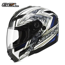 China Taiwan SOL motorcycle helmet SM-1 Skywalker double lens unveiling helmet with LED lights four seasons running full helmet