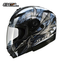China Taiwan SOL racing locomotive motorcycle helmet SM-1 Tianjian double lens unveiling helmet with LED lights full helmet