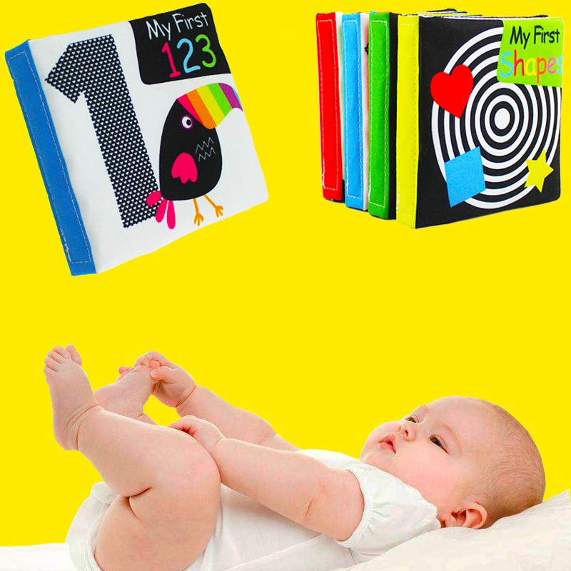 Vision motivates baby black and white early to teach English cloth book ripping without rotten baby Puzzle Enlightenment Toys 6-12 months-Taobao