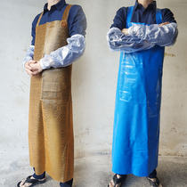 Stone water grinding processing special waterproof apron sleeve PVC beef tendon anti-fouling and oil-proof apron durable kitchen work