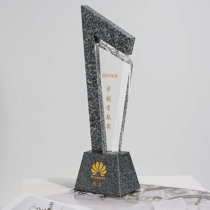 Creative Crystal Trophy Customized Excellent Employee Enterprise Annual Meeting Awards Champion Natural Marble Trophy