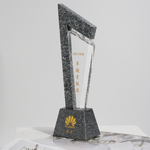 Creative Crystal Trophy customized Excellent Employee Enterprises Annual Conference Awards Competition Champion Natural Marble Trophies