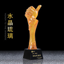 Trophy Customised Crystal Set Making Sales Champions Annual Conference Awards Creative Water Glazed Pentagram Thumbs Team Racing