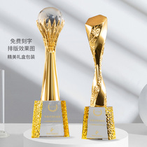 Basketball globe metal trophy Crystal custom sports game football custom creative lettering games