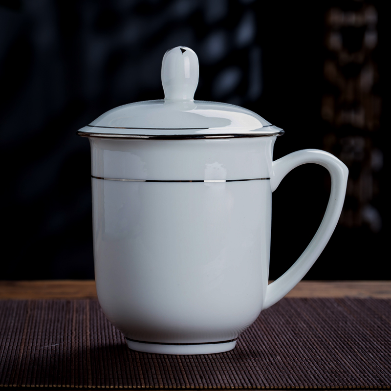 Jingdezhen ceramic cup with a lid office meeting silver cups and ipads porcelain cup custom LOGO