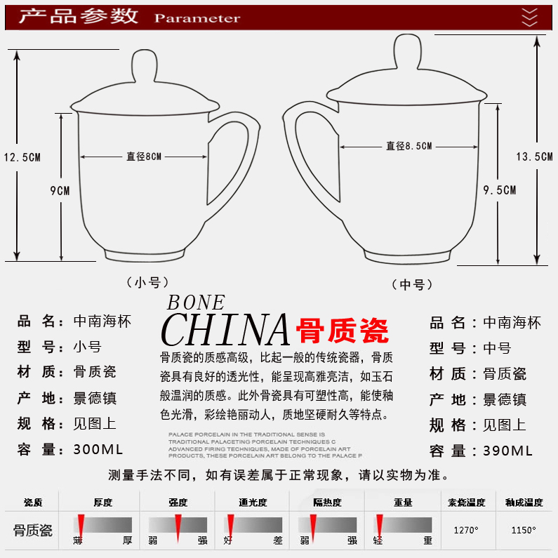 Jingdezhen ceramic cups with cover glass office and pure white ipads China cup tea cup custom logo