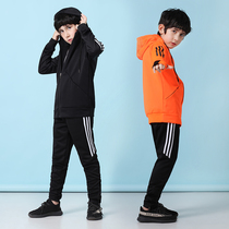 Autumn and winter running sports suit Mens Fitness leisure large size hooded sweater loose two-piece sportswear