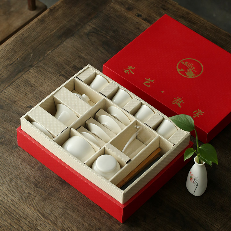 Hui, make white porcelain kung fu tea set special set of ceramic contracted tureen tea cups of a complete set of training tea art would group