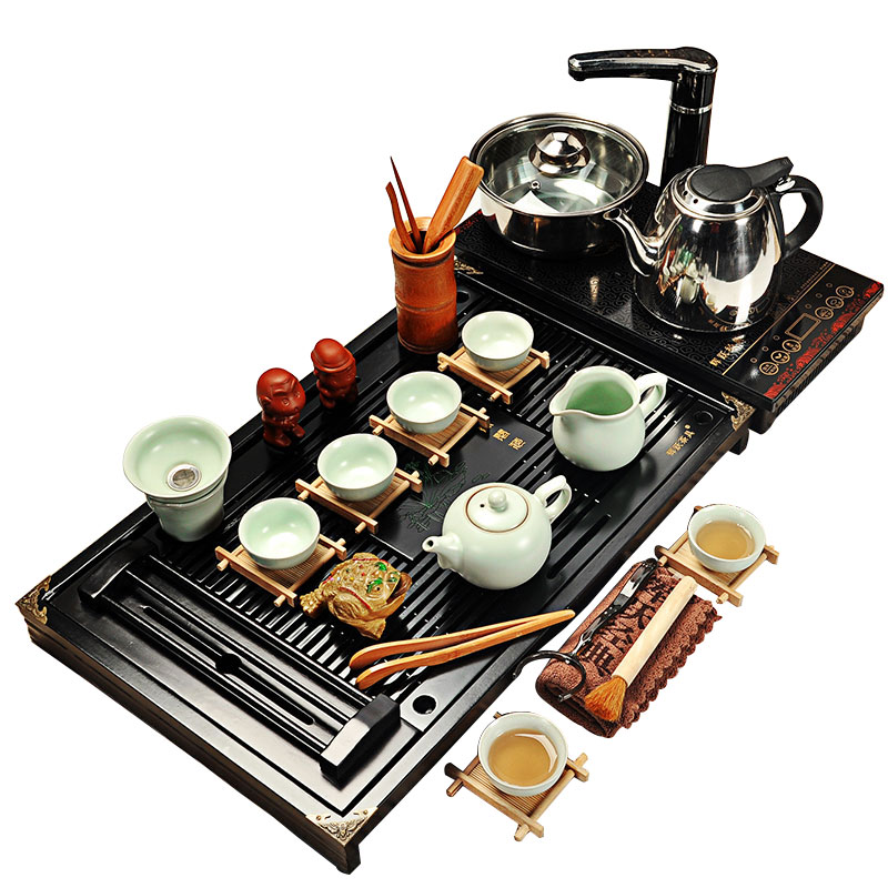 Hui, make tea sets contracted to calving violet arenaceous kung fu tea set home four unity induction cooker solid wood tea tray tea set