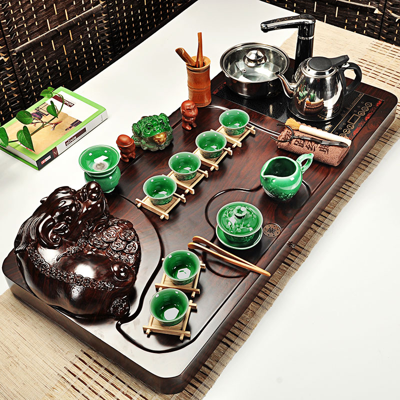 Hui, make tea sets tea set a complete set of violet arenaceous kung fu tea set ceramic electric magnetic furnace technology wood tea tray of tea table