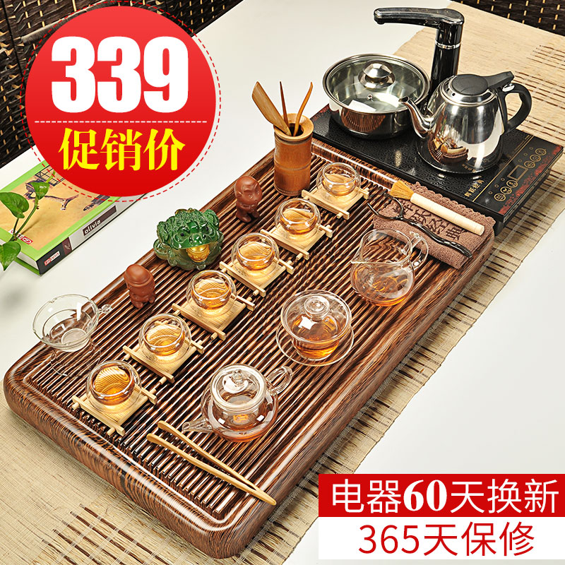 Hui, make tea sets purple kung fu tea set of household ceramic cups induction cooker solid wood tea tray tea tea taking