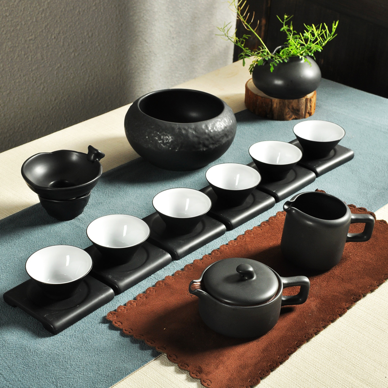 Hui make restoring ancient ways is a complete set of coarse pottery kung fu tea set clay ceramic teapot teacup tureen